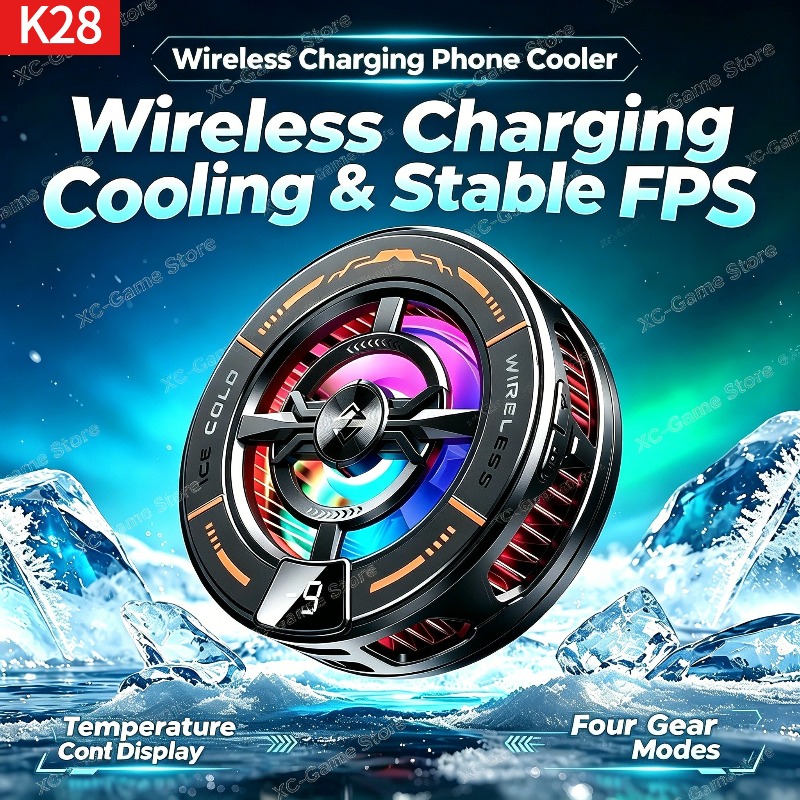 Gaming Accessories For Android - K28 ตัวทำความเย็นโทรศัพท์แบบแม่เหล็กเซมิคอนดักเตอร์พร้อมเครื่องชาร์จเร็วแบบไร้สายอุปกรณ์เสริมสำหรับเล่นเกมสำหรับไอโฟน แม็กเซฟ แอนดรอยด์