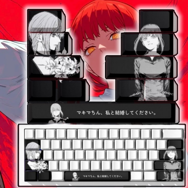 Gaming Accessories Gifts For Men - คีย์แคปธีมอนิเมะ Chainsaw Man Makima คีย์บอร์ดแบบกลไก PBT