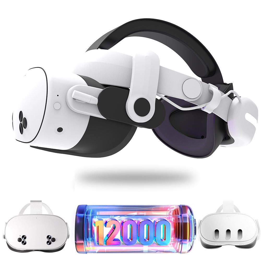 Gaming Accessories Vr - สายรัดศีรษะแบบปรับได้พร้อมแบตเตอรี่ 12000mAh สำหรับชุดหูฟัง VR Quest3S อุปกรณ์เสริมที่ให้ความสบายระดับพรีเมียมเพื่อประสบการณ์การเล่นเกม