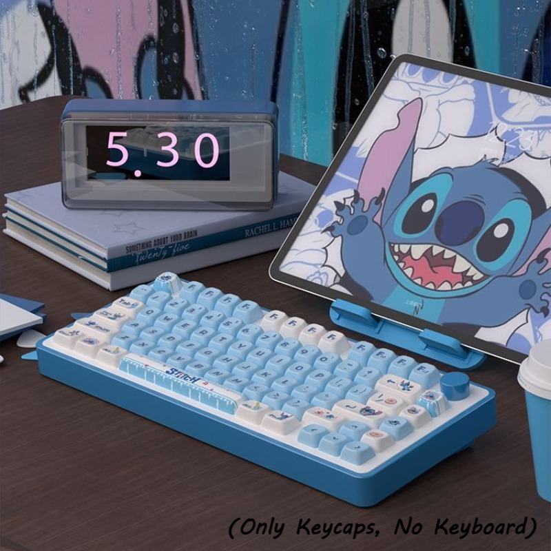 Gaming Accessories Aesthetic - ชุดคีย์แคปลายสติทช์สำหรับคีย์บอร์ดเกมมิ่งแบบกลไก วัสดุ PBT ความสูง MOT เหมาะสำหรับคีย์บอร์ดแบบ