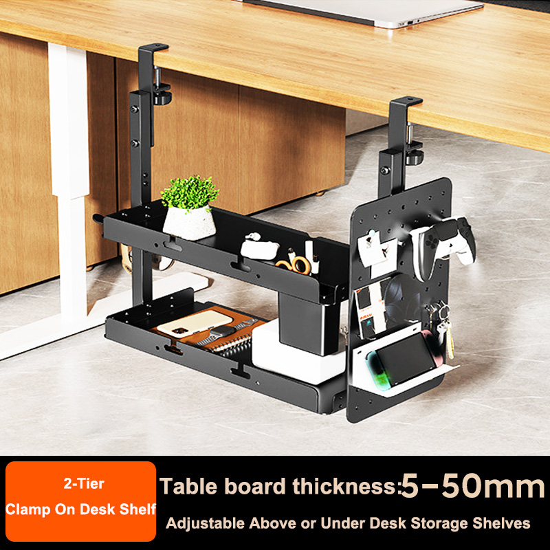 Gaming Accessories Organizer - ชั้นวางของแบบหนีบขอบโต๊ะ 2 ชั้น ขนาด 14 นิ้ว