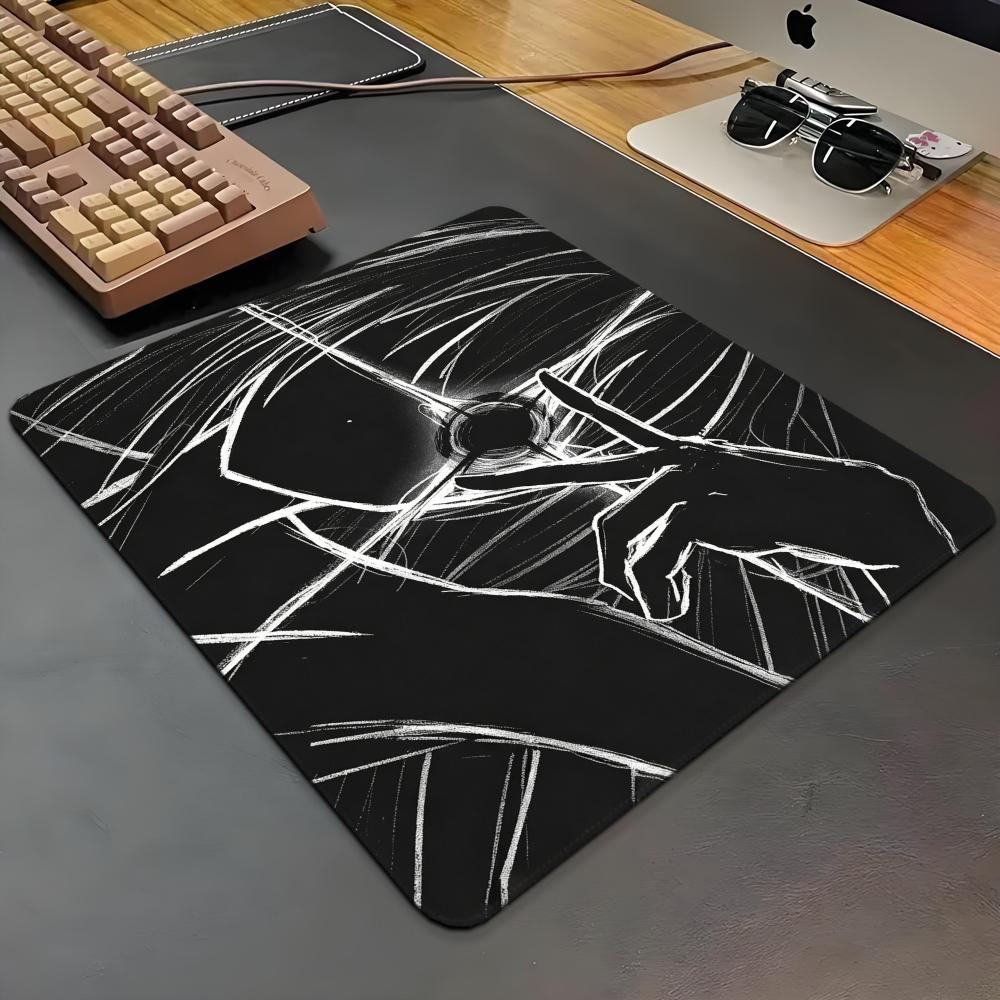 Gaming Accessories White - แผ่นรองเมาส์ลายการ์ตูนสาวโกธิคสีขาวดำ น่ารัก แผ่นรองโต๊ะอนิเมะ แผ่นรองเมาส์สำหรับสำนักงาน พีซี ตู้คอมพิวเตอร์