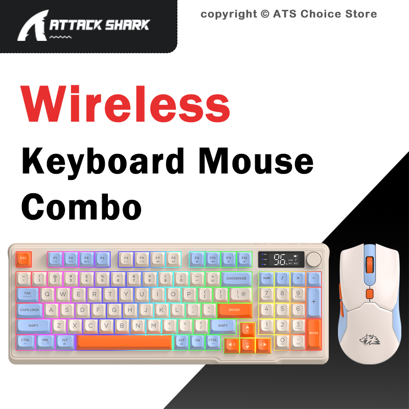 Gaming Accessories Combo - ชุดคีย์บอร์ดและเมาส์ไร้สาย FREEWOLF T96, ชุดคีย์บอร์ดและเมาส์ RGB 96