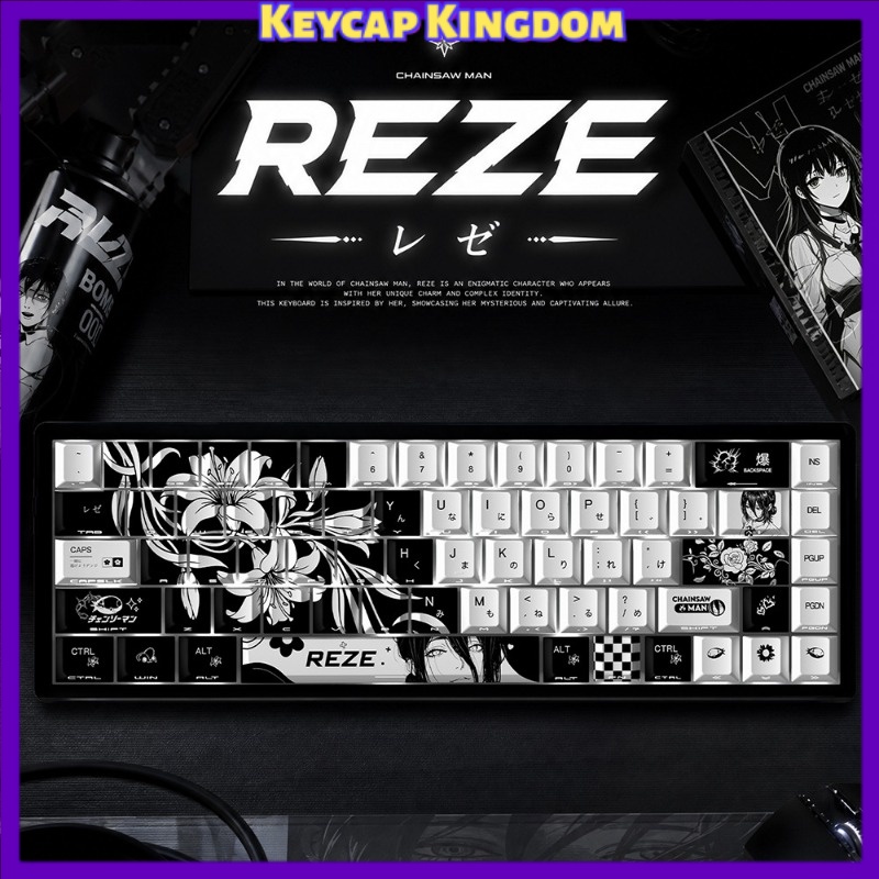 Gaming Accessories Aesthetic - ใหม่เรเซ 5.0 อะนิเมะคีย์แคปธีมเชนซอว์แมนคีย์บอร์ดแบบกลไก PBT คีย์แคปน่ารักแบบกำหนดเองอุปกรณ์เสริมคีย์บอร์ดเกมพีซีของขวัญ