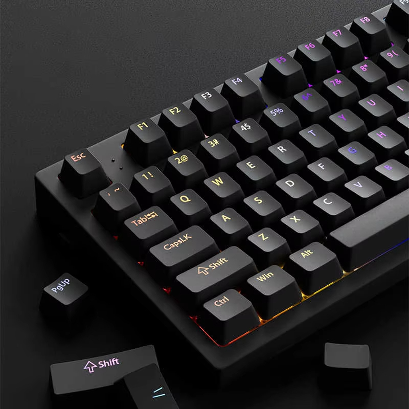 Gaming Accessories Aesthetic - คีย์แคปแบบ Double Shot สีดำ 130+ ปุ่ม