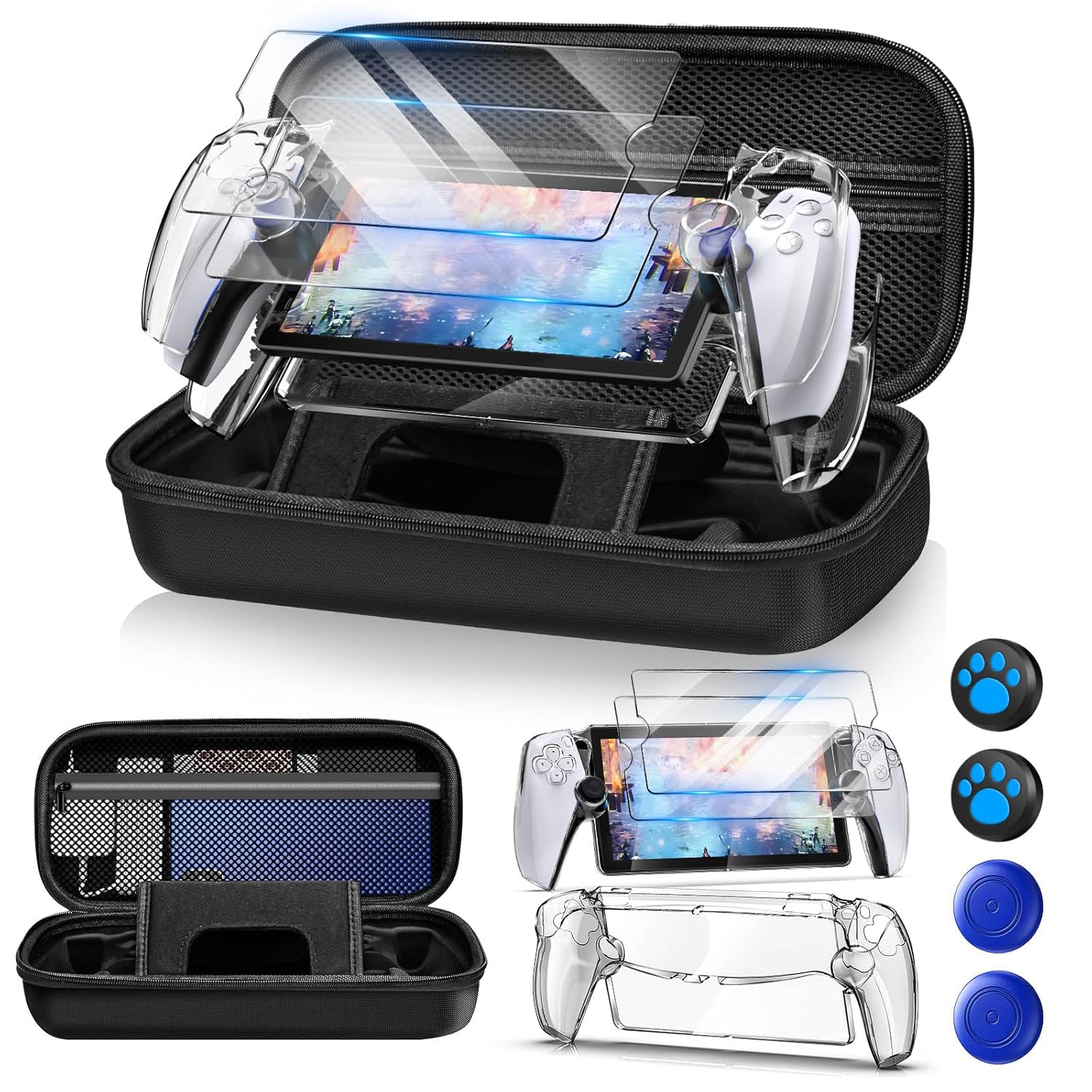Gaming Accessories Pack - กระเป๋าถือแข็งสําหรับชุดอุปกรณ์เสริมพอร์ทัล PS สําหรับพอร์ทัล Playstation พร้อมเคสใส 2