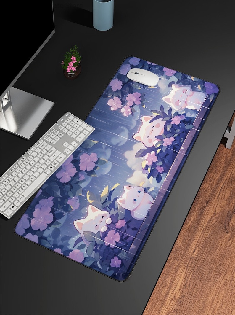 แผ่นรองเมาส์ลายแมวน่ารักในสายฝ - Gaming Accessories Officeworks บทวิจารณ์และราคา