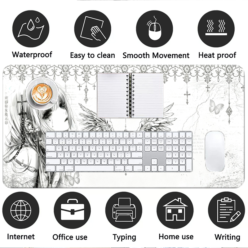 แผ่นรองเมาส์หนังสีดำสีขาวอะนิเ - Gaming Accessories White บทวิจารณ์และราคา