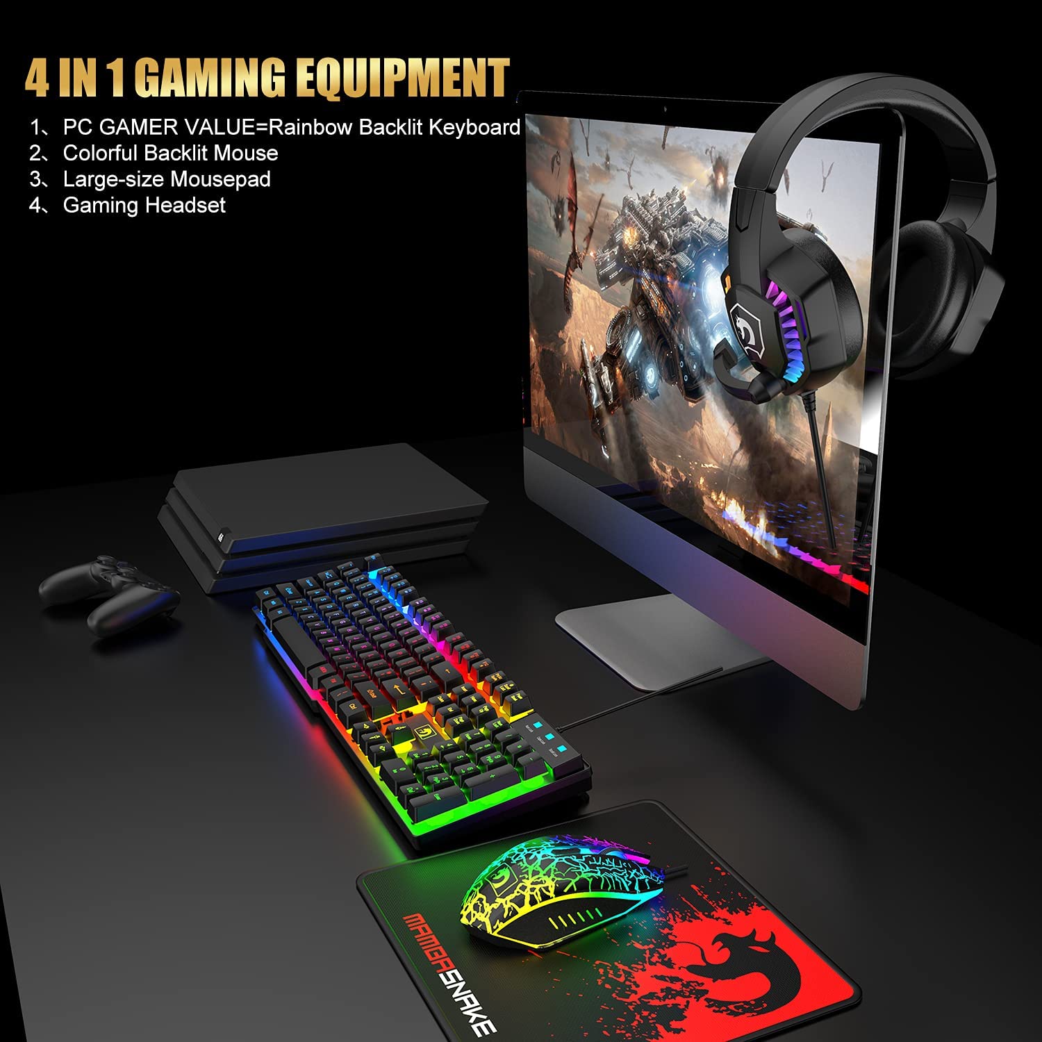 ชุดคอมโบเกมมิ่งแบบมีสาย MAMBAS - Gaming Accessories Combo บทวิจารณ์และราคา