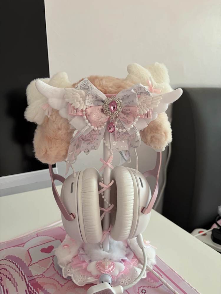 ที่วางหูฟังลูกไม้สีชมพูขาว น่า - Gaming Accessories White บทวิจารณ์และราคา